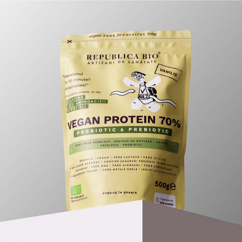 Vegan Protein 70% - Probiotic & Prebiotic Republica BIO, 500g, ecologic, gust vanilie